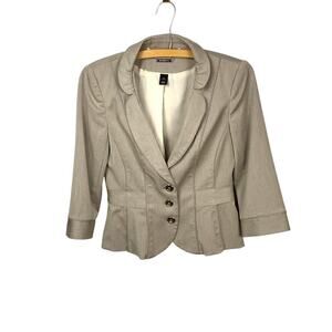 WHBM Khaki Pinstripe Hourglass Blazer Size 0
